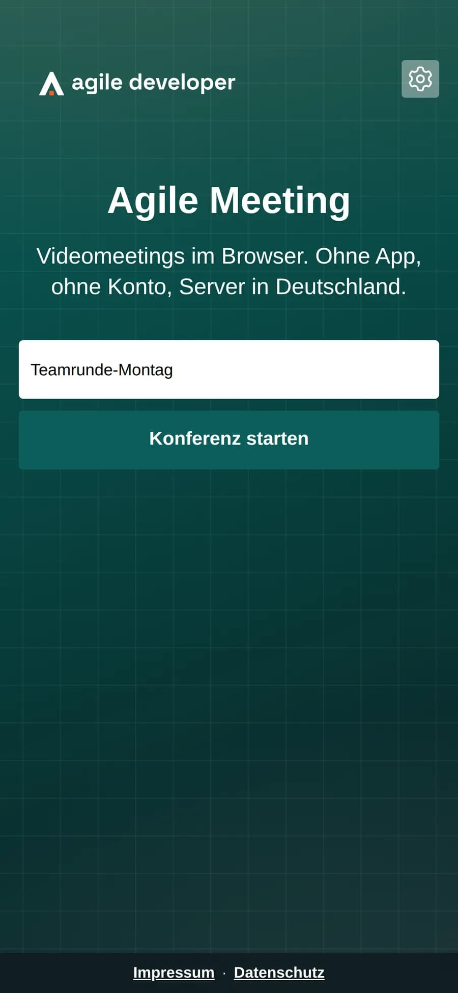Agile Meeting: Raum benennen und Videomeeting im Browser starten