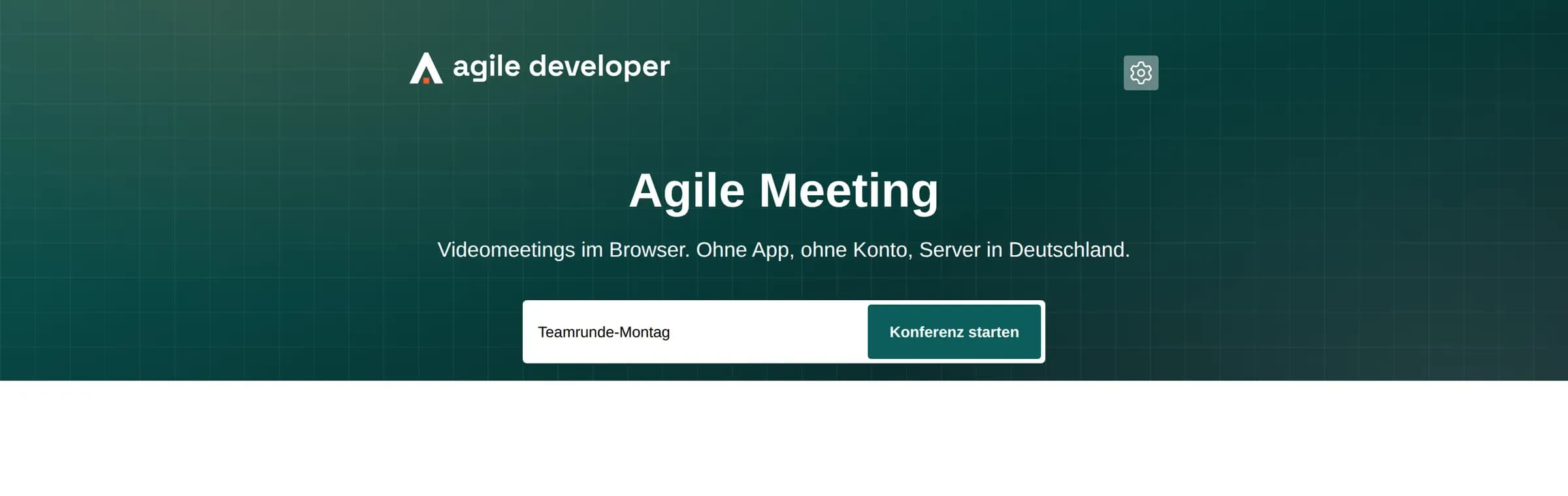 Agile Meeting: Raum benennen und Videomeeting im Browser starten